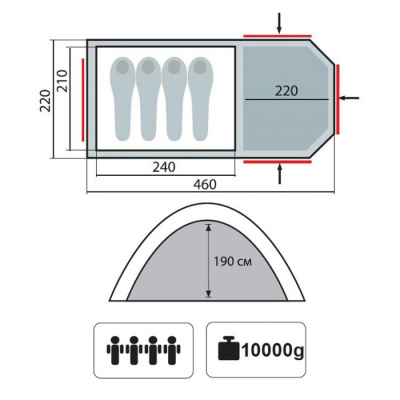 Палатка Кемпинговая Tramp Anaconda 4 Sand (V2)
