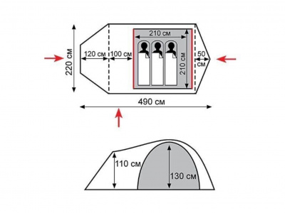 Палатка Экспедиционная Tramp Cave 3 Green (V2)
