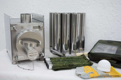 Печь Берег для палатки  "Экономка" Малая New (съемные экраны - труба 65мм)