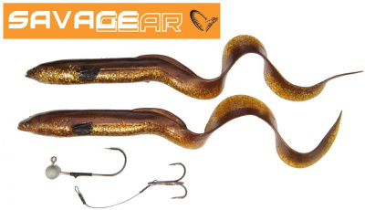Силиконовая приманка Savage Gear 3D Real Eel LB 15cm 12gr Green Silver / 3 штуки