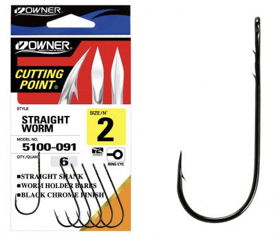 Крючок Owner Straight Worm №1/0 6шт.