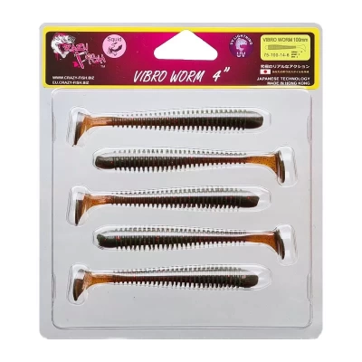 Силиконовая приманка Crazy Fish Vibro Worm 4" 75-100-14-6