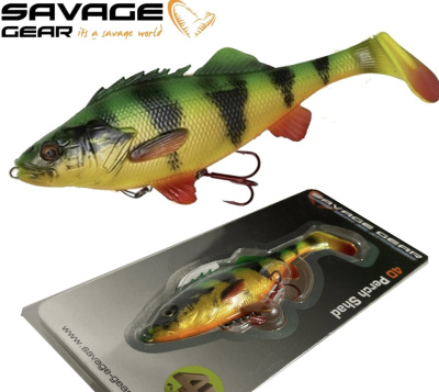 Приманка Savage Gear 4D Perch Shad Slow Sink 20cm 100gr 02-Firetiger