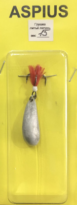 Блесна Aspius Грушка латунь 15gr (серебро) красная