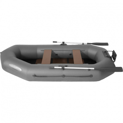 Лодка гребная под мотор Лоцман Профи С-260 МПРС серый (реечная слань, приставка под мотор)
