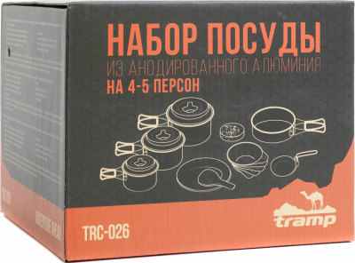 Набор посуды туристической Tramp на 4-5 персон из анодированного алюминия TRC-026