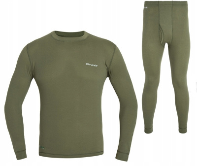 Термобелье Graff Duo Skin 300 футболка + кальсоны (оливковый) размер L
