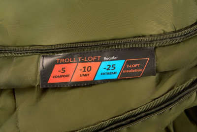 Спальный мешок кокон Tramp Troll T-Loft Regular Olive (левый) 220*95*85 см (-25°C)